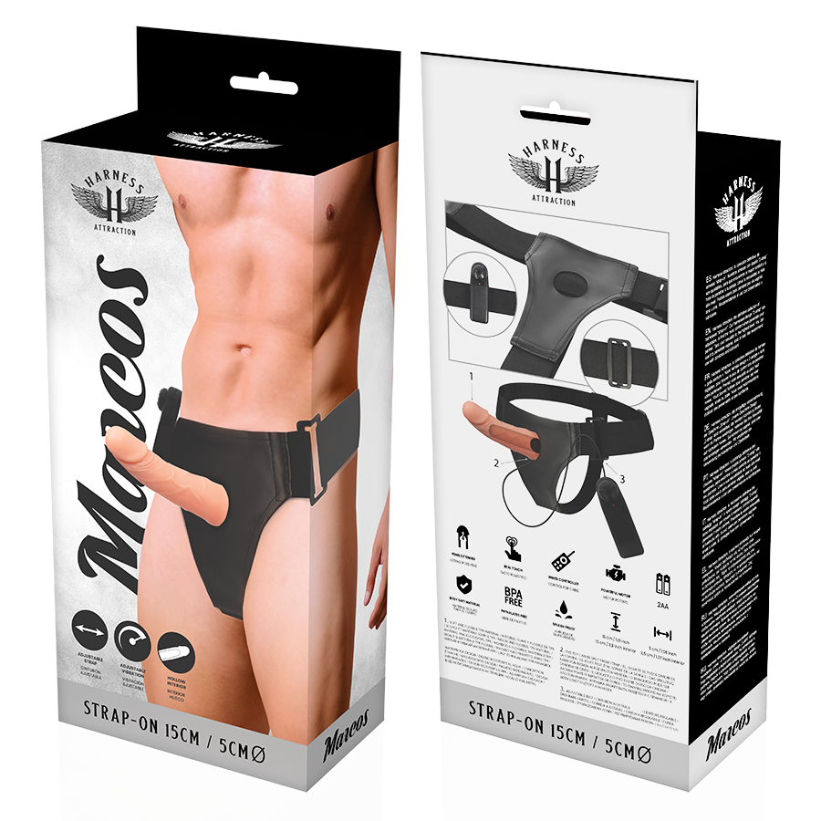 HARNESS ATTRACTION - RNES HOHLRAHMEN MIT VIBRATOR 15 CM -O- 5 CM für intensive Stimulation und Self-Love