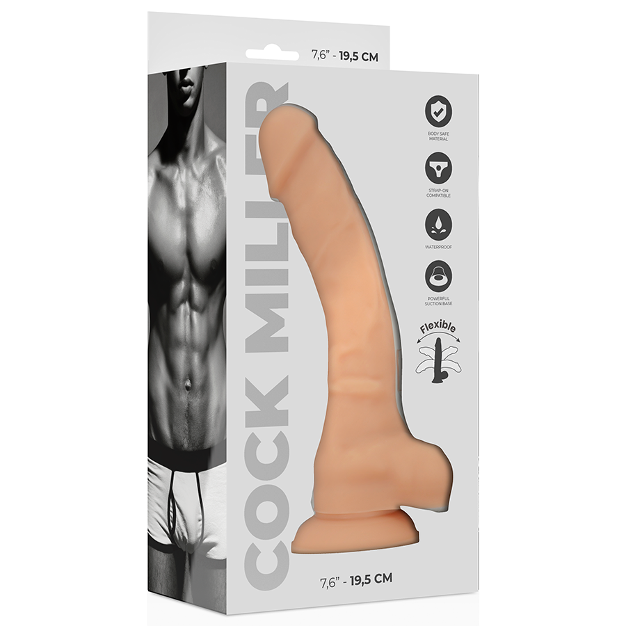 COCK MILLER – 19,5 cm Artikulierbarer Cocksil Dildo Fleisch Produktansicht und Details
