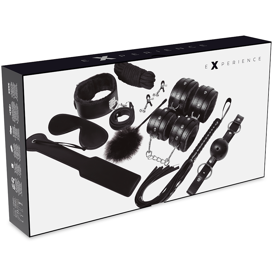 EXPERIENCE BDSM-Fetisch-Kit | Schwarze Serie | 11-teiliges Bondage-Set Detailansicht bei Secret Pulse