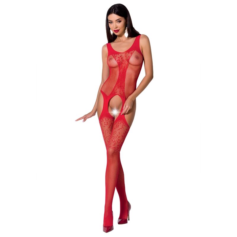 PASSION - WOMAN BS072 BODYSTOCKING EINE GRÖSSE ROT Dessous-Body Produktansicht