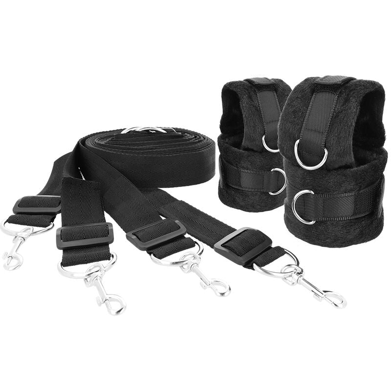 DARKNESS Bettband-Set – Verstellbare Neopren-Hand- & Fußmanschetten für Bondage | Secet Pulse