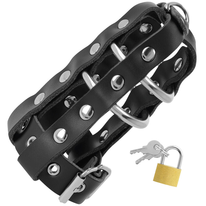 DARKNESS - KEUSCHHEITSKFIG AUS LEDER MIT SCHLOSS Produktansicht und Details