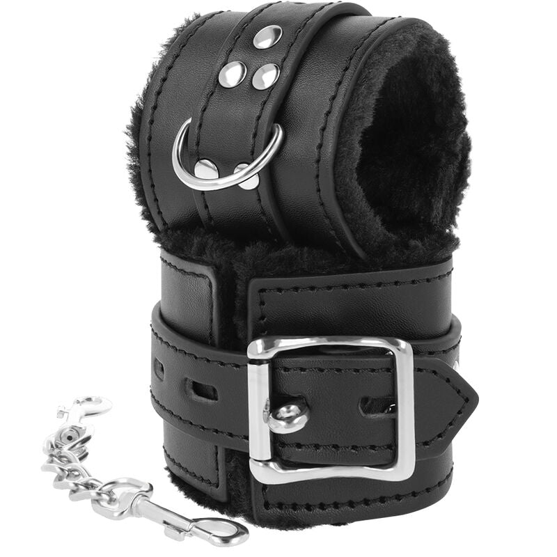 DARKNESS - SCHWARZ GEFÜTTERTE BDSM-HANDSCHELLEN Produktansicht und Details