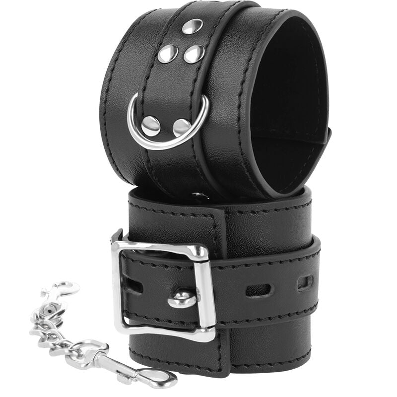 DARKNESS - HANDSCHELLEN AUS SCHWARZEM LEDER Produktansicht und Details