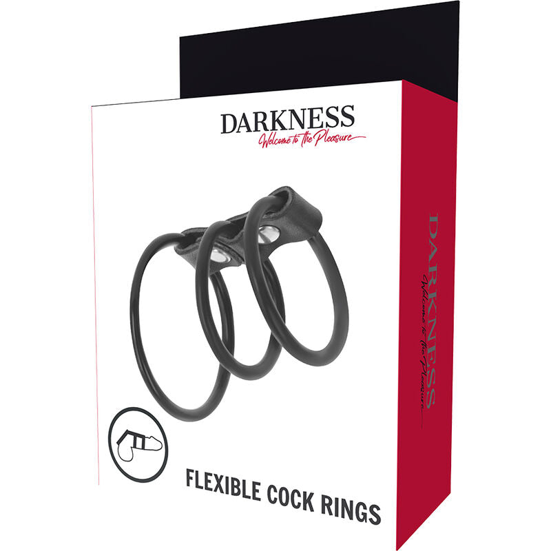 DARKNESS - SET AUS 3 FLEXIBLEN PENISRINGEN für sinnliche Momente