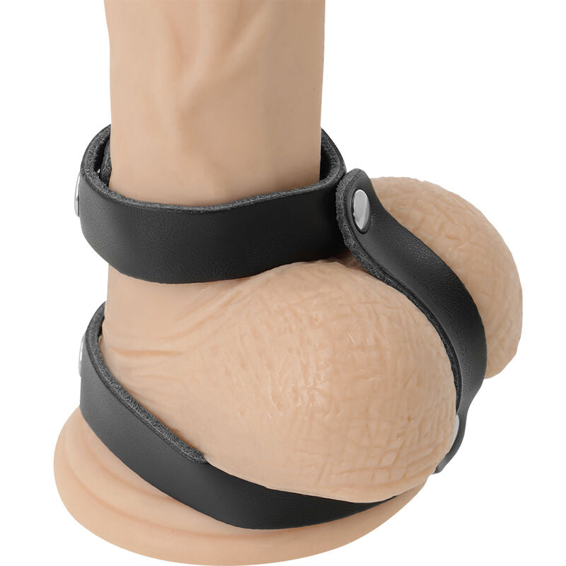Darkness Verstellbarer Penis- & Hodenring – Kunstleder, BDSM & Sexspielzeug Produktansicht und Details