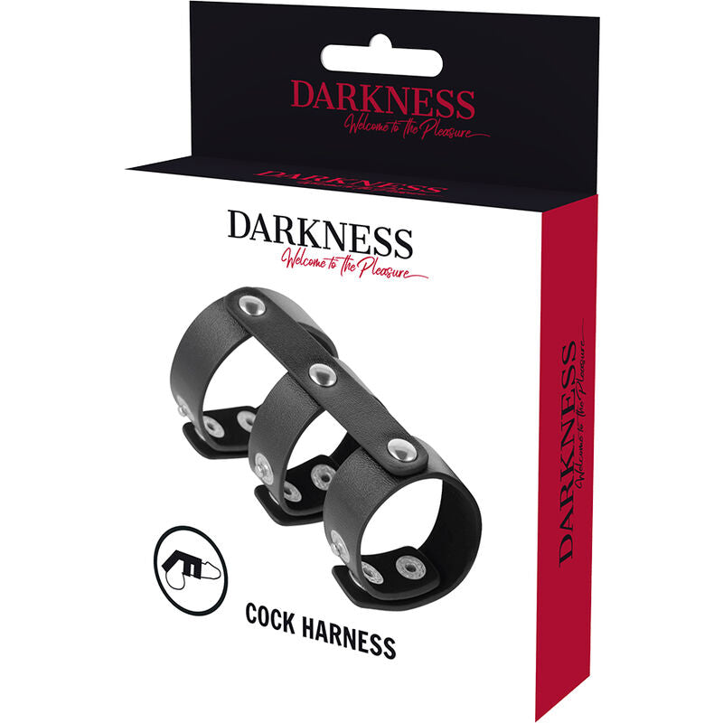 Darkness Verstellbarer Doppel-Penis- & Hodenring – Kunstleder, BDSM & Sexspielzeug hochwertiges Zubehör