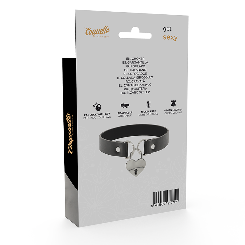 COQUETTE CHIC DESIRE - VEGANE LEDER-HALSKETTE MIT HERZ-ACCESSOIRE MIT SCHLÜSSEL – Erotik-Schmuck Bild 6