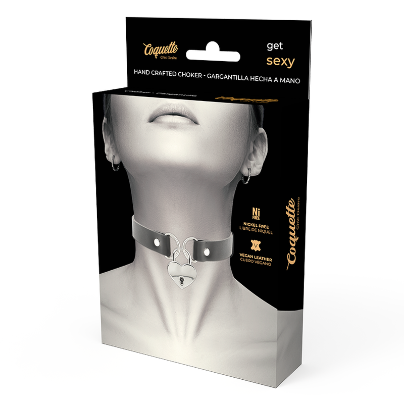 COQUETTE CHIC DESIRE - VEGANE LEDER-HALSKETTE MIT HERZ-ACCESSOIRE MIT SCHLÜSSEL – Erotik-Schmuck Bild 5