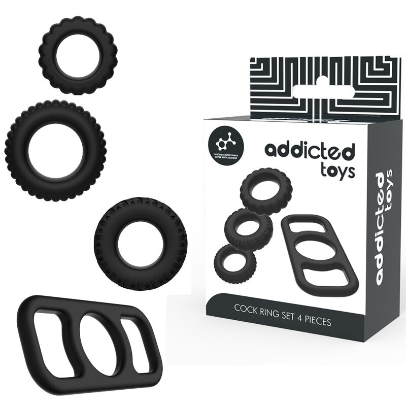 ADDICTED TOYS - COCK RING SET 4 STÜCK Sextoy-Set Produktansicht