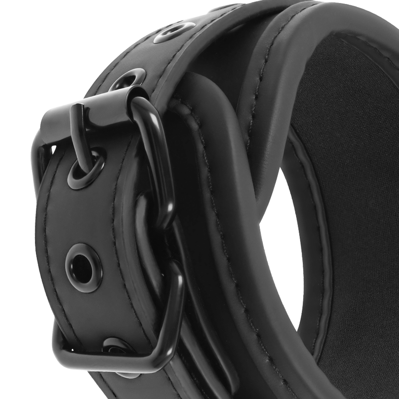 FETISH SUBMISSIVE - HALSKETTE UND HANDSCHELLEN AUS VEGANEM LEDER MIT NOPRENE-FUTTER Bondage-Fessel diskret online kaufen