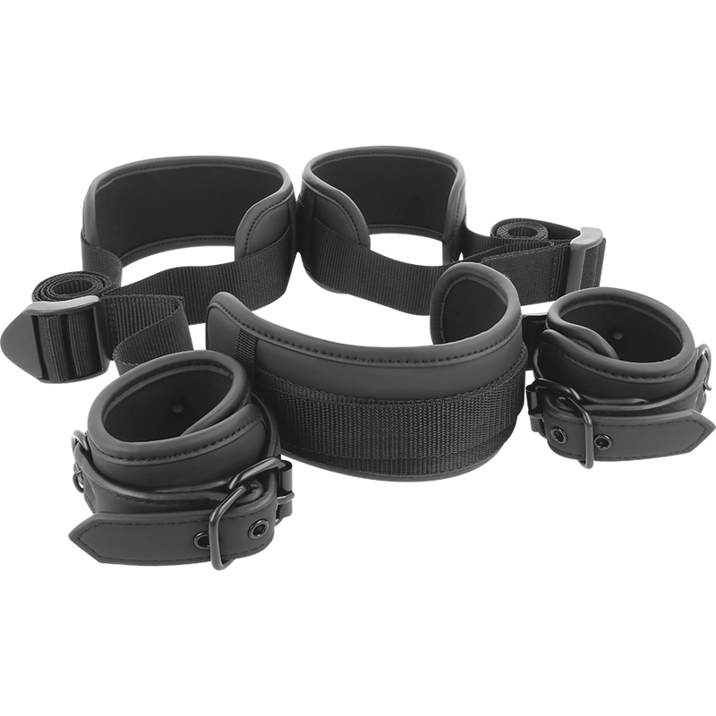 FETISH SUBMISSIVE - MEISTERPOSITION MIT 4 NOPRENE-GEFÜTTERT HANDSCHELLEN – Bondage-Fessel Bild 3