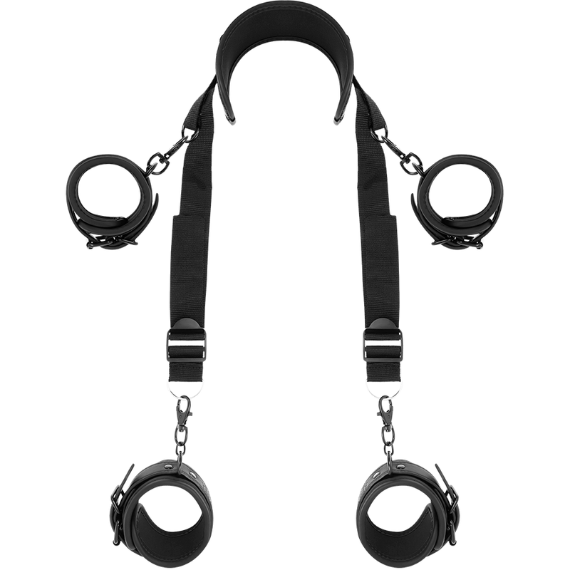 FETISH SUBMISSIVE - MEISTERPOSITION MIT 4 NOPRENE-GEFÜTTERT HANDSCHELLEN – Bondage-Fessel Bild 1