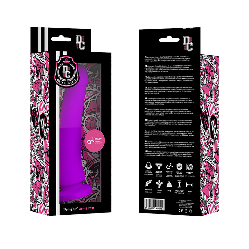 DELTA CLUB - TOYS LILA DILDO MEDIZINISCHES SILIKON 17 CM -O- 3 CM für sinnliche und diskrete Momente