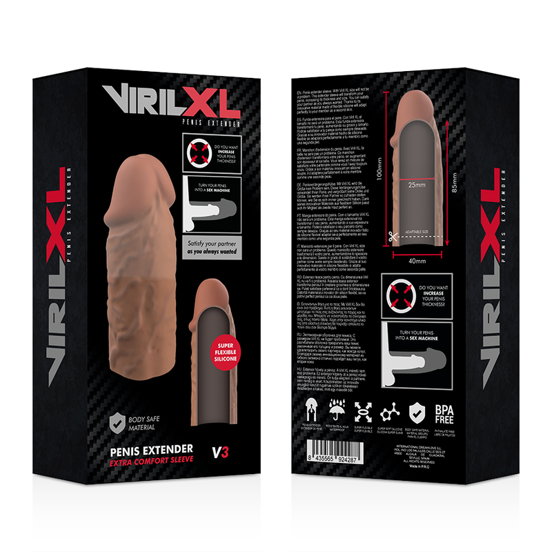 VIRILXL - FLÜSSIGE SILIKON V3 BRAUNE PENISVERLÄNGERUNG – Penis-Extender Bild 9