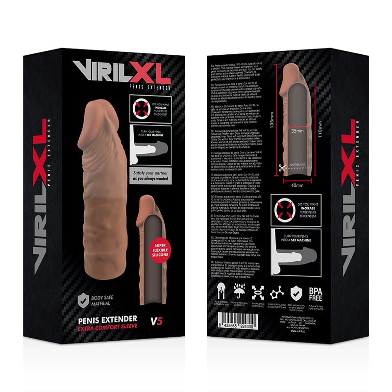 VIRILXL - FLÜSSIGE SILIKON V5 BRAUNE PENISVERLÄNGERUNG – Penis-Extender Bild 9