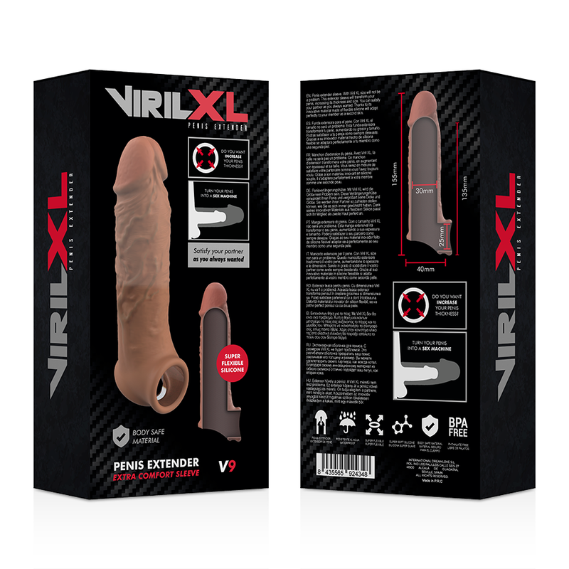 VIRILXL - FLÜSSIGE SILIKON V9 BRAUNE PENISVERLÄNGERUNG – Penis-Extender Bild 9