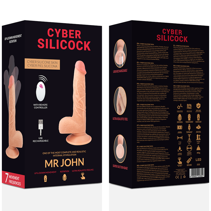CYBER SILICOCK - FERNBEDIENUNG REALISTISCH MR JOHN 23.88 CM -O- 4.3 CM – Erotik-Zubehör Bild 7