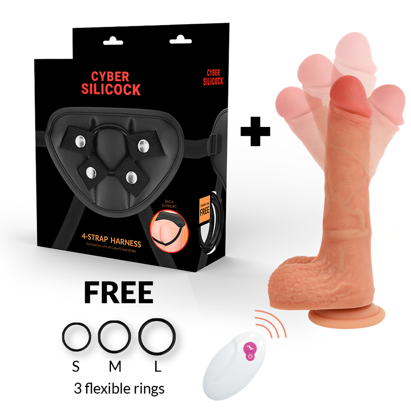 CYBER SILICOCK MR RICK – Strap-On Dildo mit Fernbedienung, Silikon, USB wiederaufladbar Strap-On Dildo diskret online kaufen