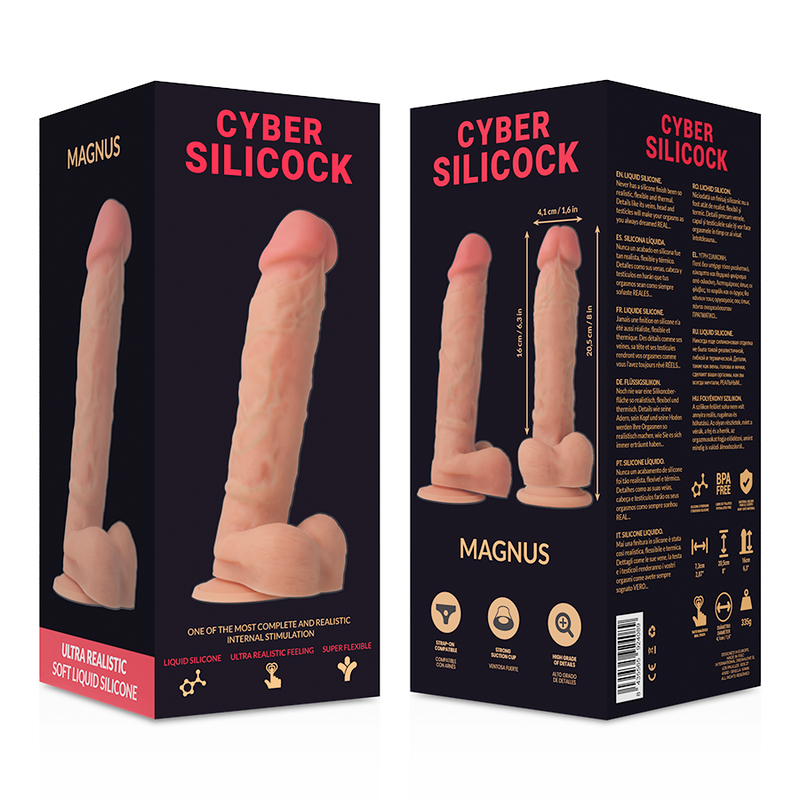 CYBER SILICOCK - STRAP-ON MAGNUS FLÜSSIGE SILIKON MIT 3 RINGEN GRATIS 20.5 CM -O- 4.1 CM – Strap-On Dildo Bild 8