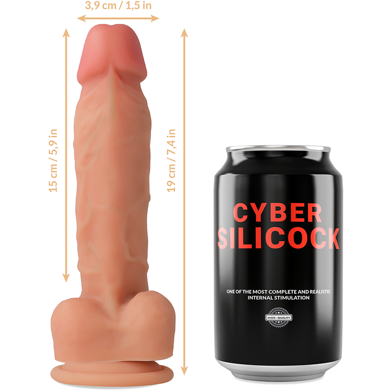 CYBER SILICOCK - STRAP-ON FLÜSSIGE SILIKON OLIVER MIT 3 RINGEN GRATIS 19 CM -O- 3.9 CM – Strap-On Dildo Bild 6