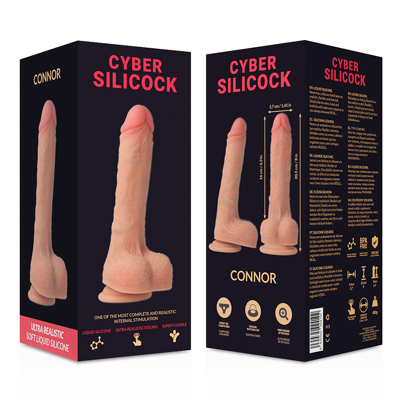 CYBER SILICOCK - STRAP-ON CONNOR FLÜSSIGE SILIKON MIT 3 RINGEN GRATIS 20.5 CM -O- 3.7 CM – Strap-On Dildo Bild 8