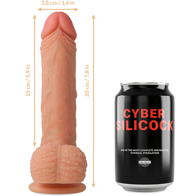 CYBER SILICOCK - STRAP-ON FREEMAN FLÜSSIGE SILIKON MIT 3 RINGEN GRATIS 20 CM -O- 3.8 CM – Strap-On Dildo Bild 6