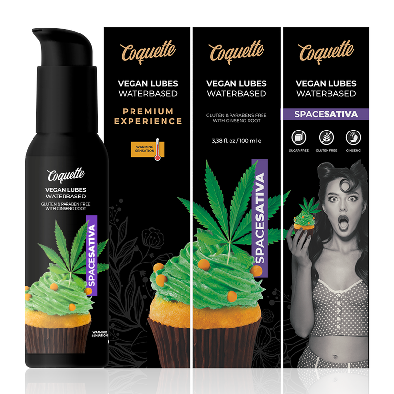 COQUETTE CHIC DESIRE - PREMIUM EXPERIENCE VEGANES SPACE SATIVA-SCHMIERMITTEL 100 ML Produktverpackung und Details