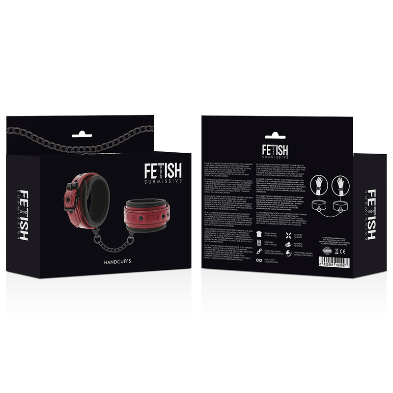 Fetish Submissive Dark Room Handschellen – Veganes Leder, Neoprenfutter, Verstellbar Produktansicht und Details