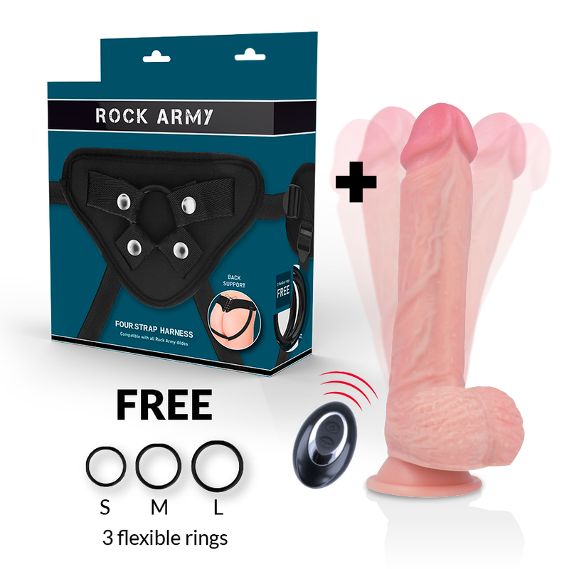 ROCKARMY - HARNESS + FLÜSSIGSILIKON VIBRATOR PREMIUM APACHE FERNBEDIENUNG 20.5 CM -O- 4.62 CM – Vibrator Bild 2