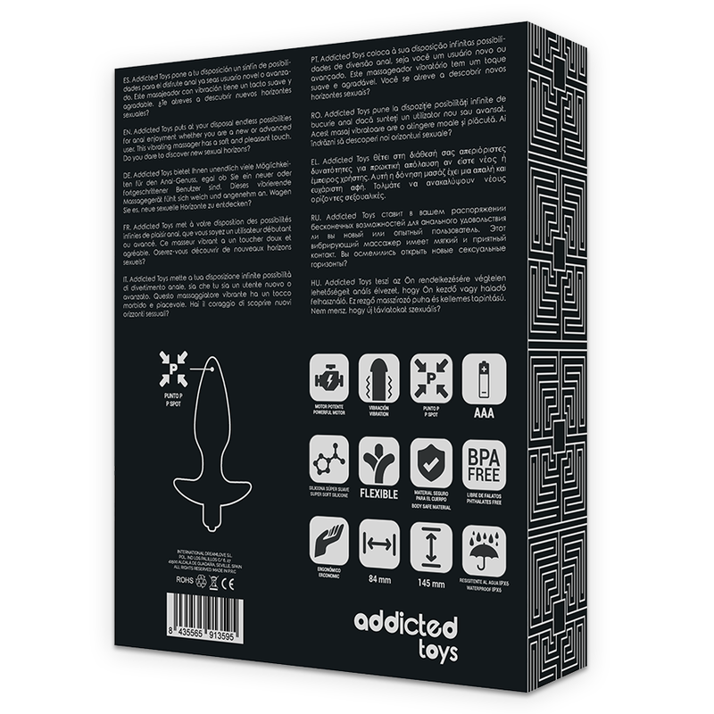 ADDICTED TOYS - MASSAGER PLUG ANAL MIT VIBRATION SCHWARZ Produktansicht und Details