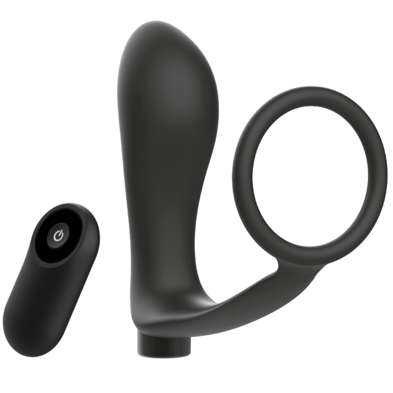 ADDICTED TOYS - PENISRING MIT FERNBEDIENUNG ANALPLUG SCHWARZ WIEDERAUFLADBAR Produktansicht und Details