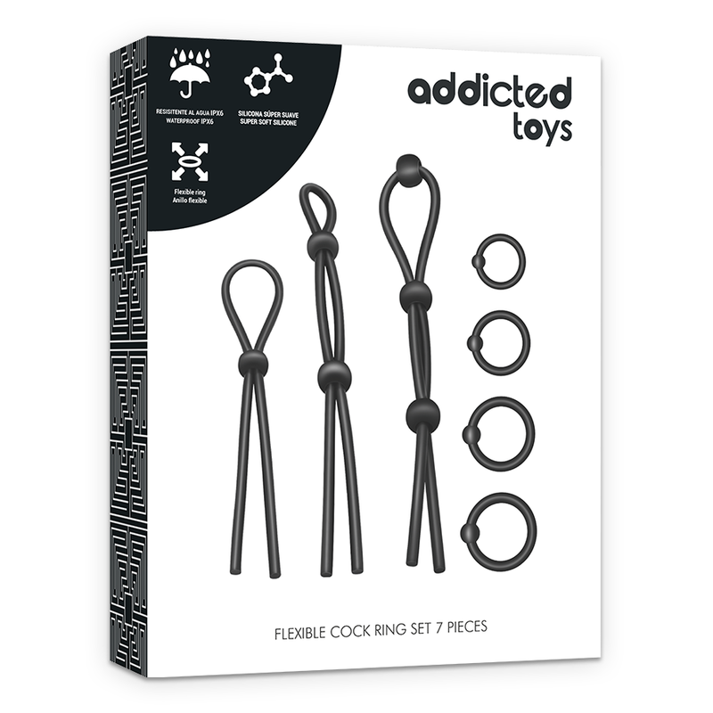 ADDICTED TOYS - FLEXIBLES SILIKON-COCKRING-SET 7-TEILIG Detailansicht bei Secret Pulse