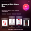 Secret Pulse Massageöl Mini-Date Box – 4 sinnliche Minis mit echten Packshots