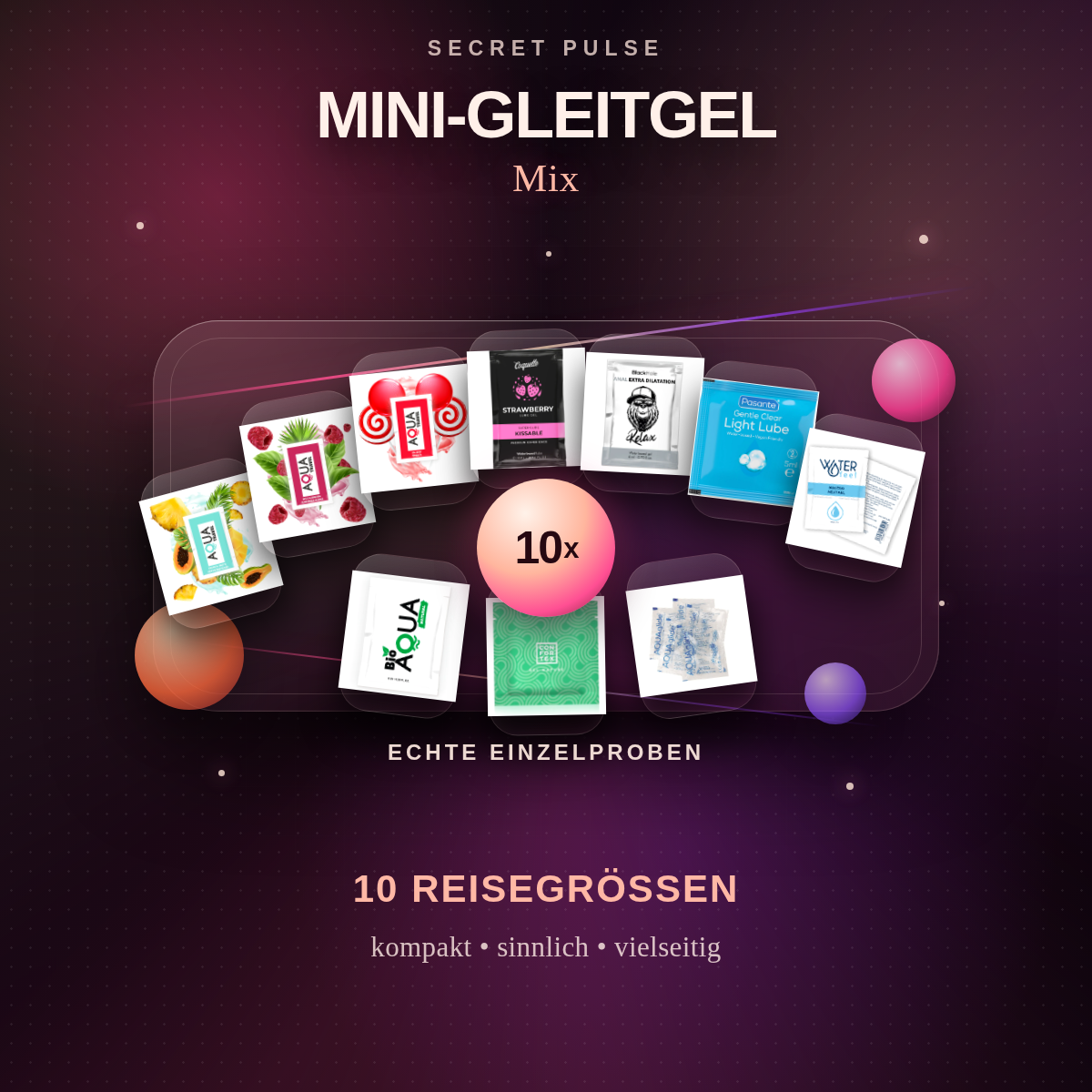 Secret Pulse Mini-Gleitgel Mix – 10 Reisegrößen mit echten Einzelproben