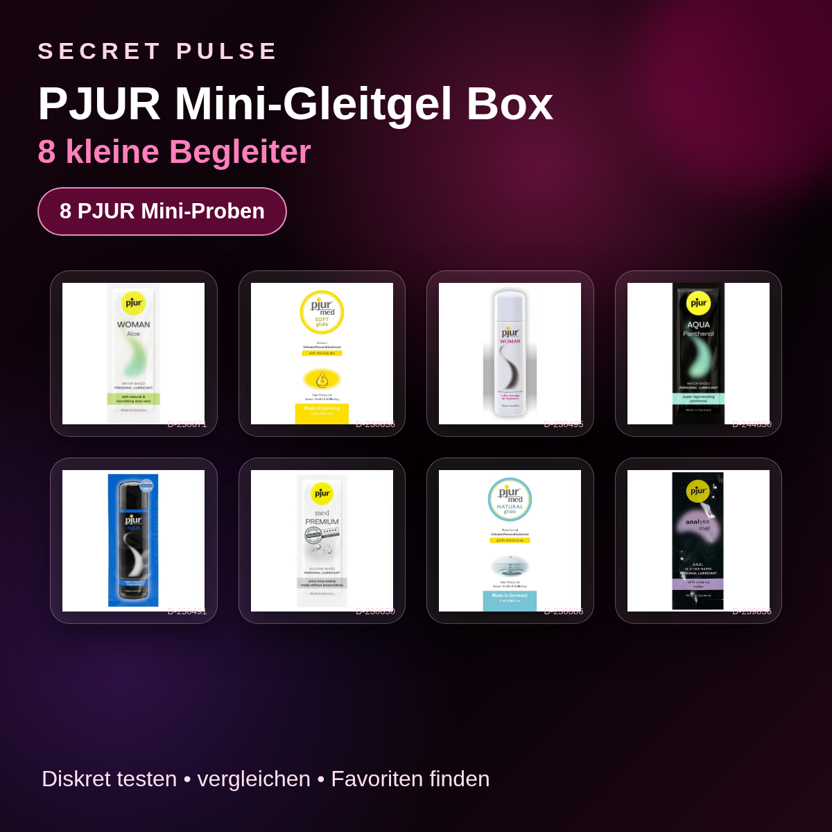 Secret Pulse PJUR Mini-Gleitgel Box – 8 kleine Begleiter mit echten PJUR Einzelproben