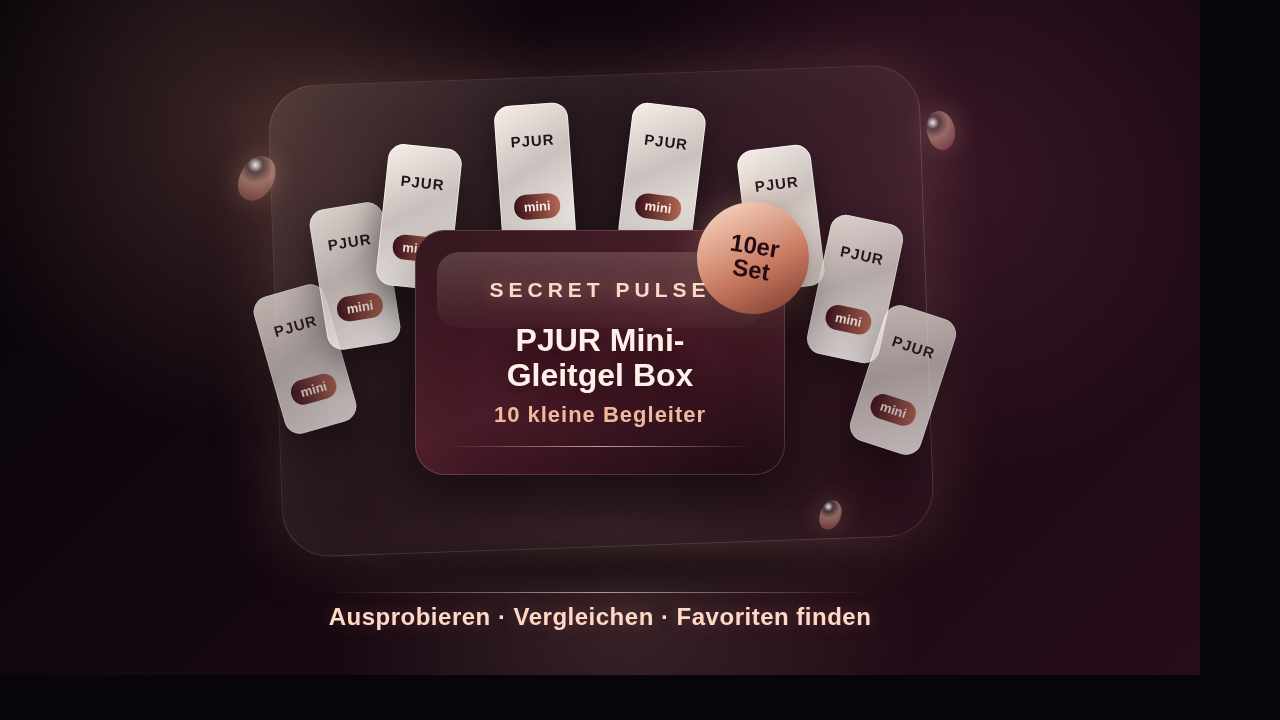 Secret Pulse PJUR Mini-Gleitgel Box mit 10 kleinen Gleitgel-Proben im Set