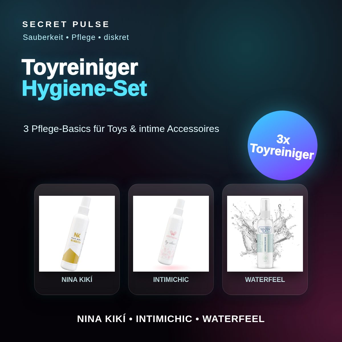 Secret Pulse Toyreiniger Hygiene-Set – 3x Toyreiniger mit echten Produktpackshots